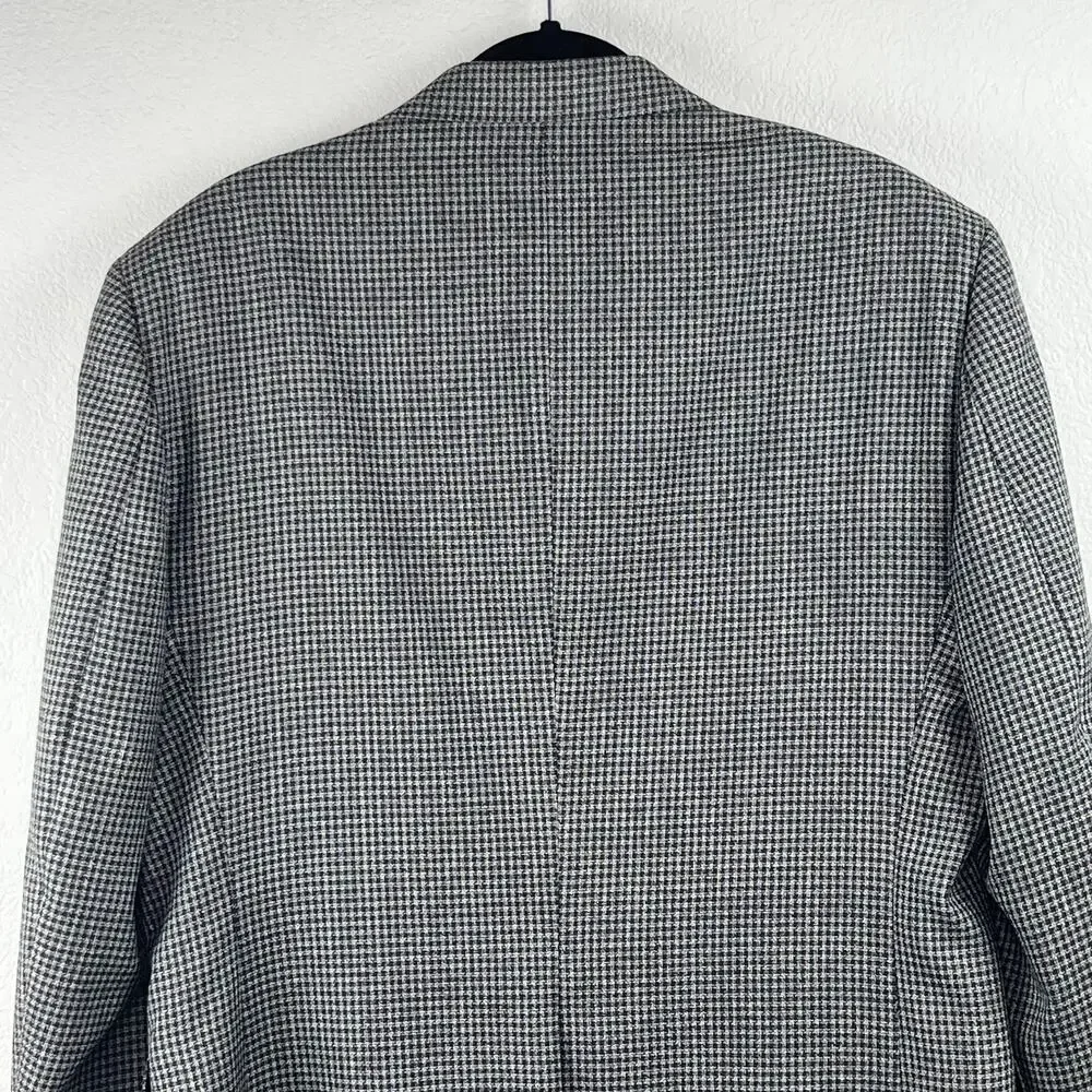 Vintage 80s 90s Haggar Black Tan Houndstooth Tweed Blazer Sport Coat 42L USA
